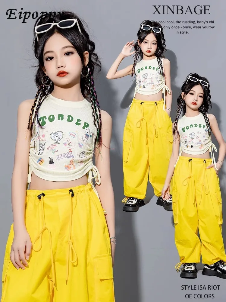 Girl Hip-Hop Trendy Clothes Dopamine Suit Jazz Trendy Cool Catwalk Performance Costumes Children Hip Hop Jazz Dance