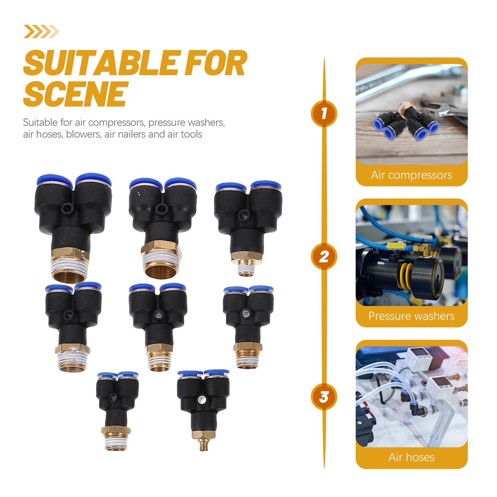 

16pcs Quick Connect Fitting Coupler 1/4 Inch Abs Copper Material Leakproof Straight Coupling For Air Compressor