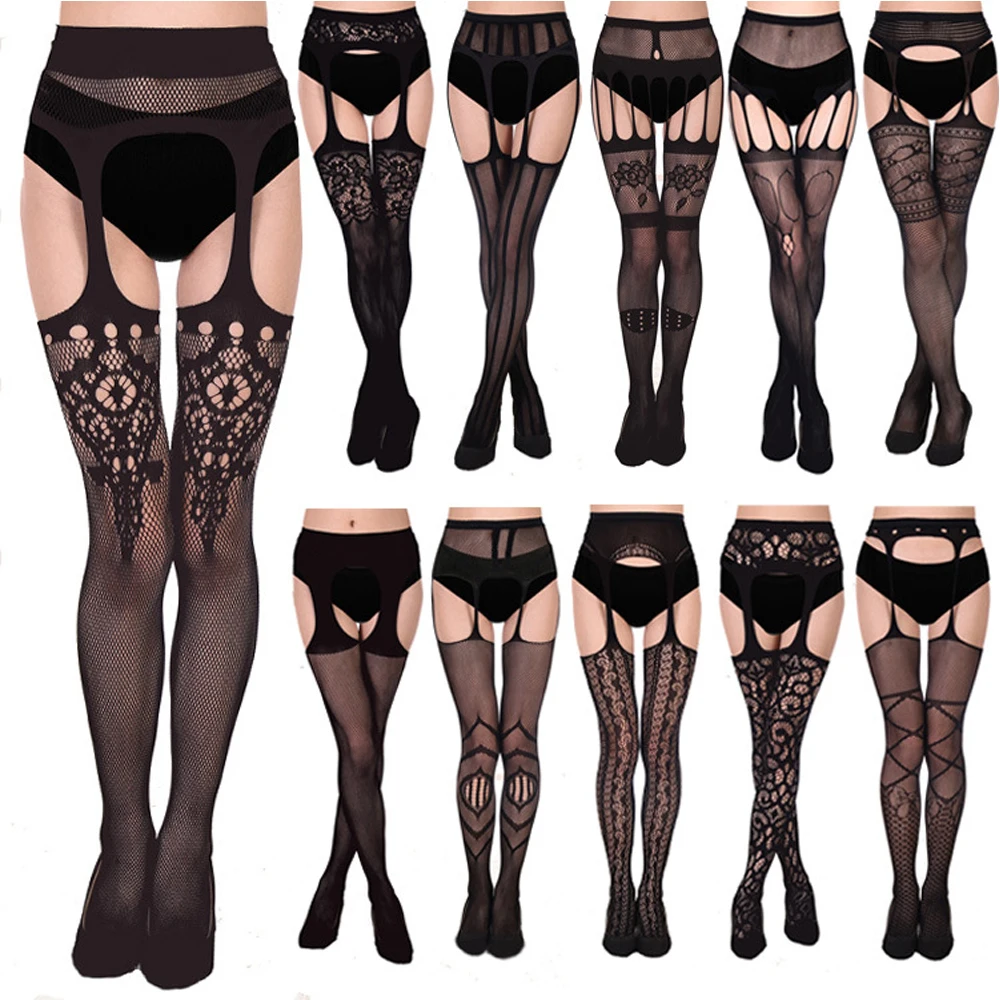 Sexy Women Body Stockings Erotic Lingerie Garter Belt Leggings Liquid Clothing Latex Wetlook Lenceria Underwear Hosiery Costumes