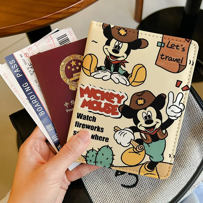 Disney Mickey Mouse Passport Cover and Card Wallet Multi functional Document Holder for Overseas Travel International Students