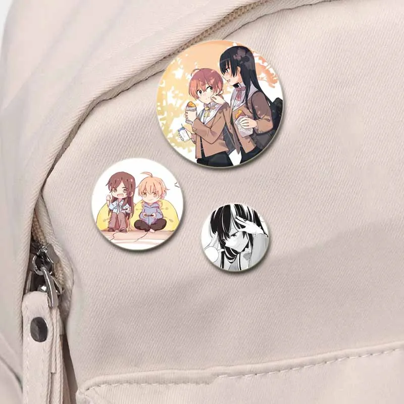 32/44/58mm Anime Bloom Into You Simple Button Pin Snap in Design Brooch Daily Stylish Ornament Badge Gifts for Friends