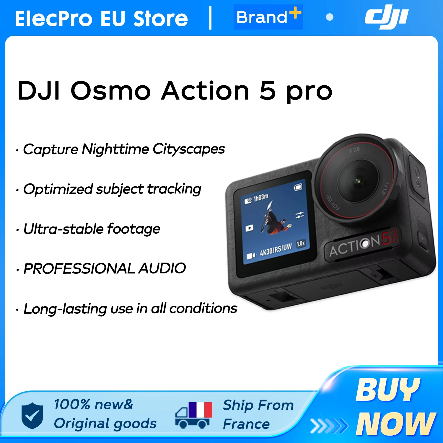 【LOCAL+】DJI Osmo Action 5 Pro 1/1,3″ Sensor 4 Stunden verlängerte Akkulaufzeit Duale OLED-Touchscreens mit hoher Helligkeit Original auf Lager