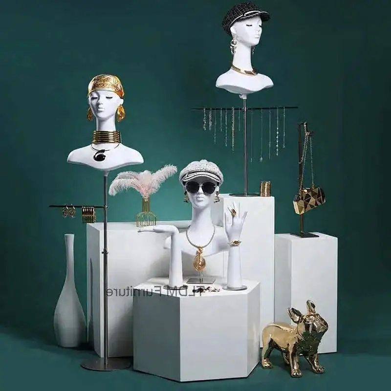 

Glasses High-end Simulation Jewelry Mannequins Props Display Head Female White Rack Head Hand Mannequins Model Hat Scarf H