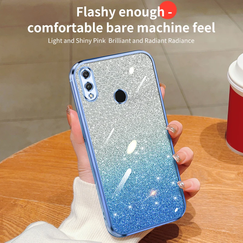 Honorx8 8x 9x X6s x40 Luxury Glitter Plating Case on For Huawei Honor X8 8x 9x X30 X40 X10 X20 x50 x9a 9x pro 4G 5G Clear Cover