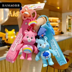 Bonito arco-íris urso chaveiro para casais, ornamento de boneca requintado, presente de férias infantil, moderno e genuíno