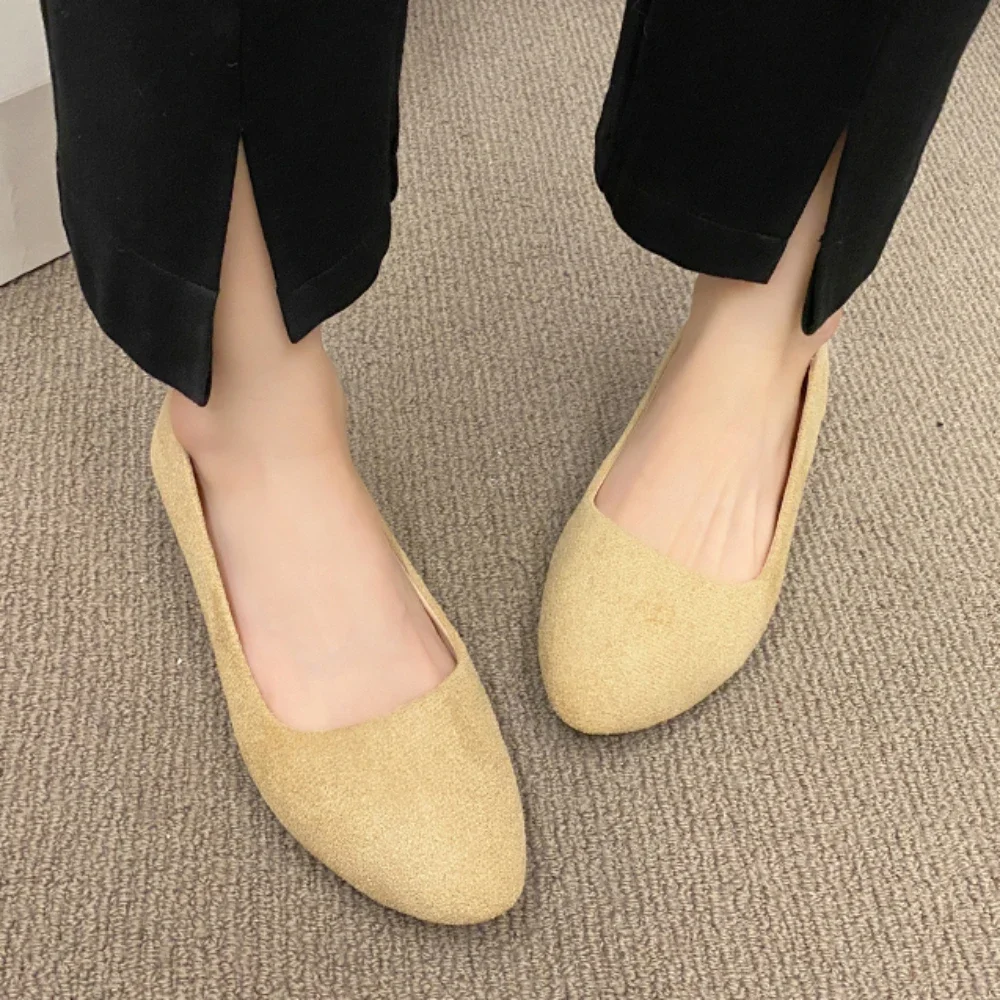 Sepatu wanita musim panas ujung runcing sepatu desainer rajutan sepatu Slip on kasual bersirkulasi balet datar wanita loafer Tenis De Mujer