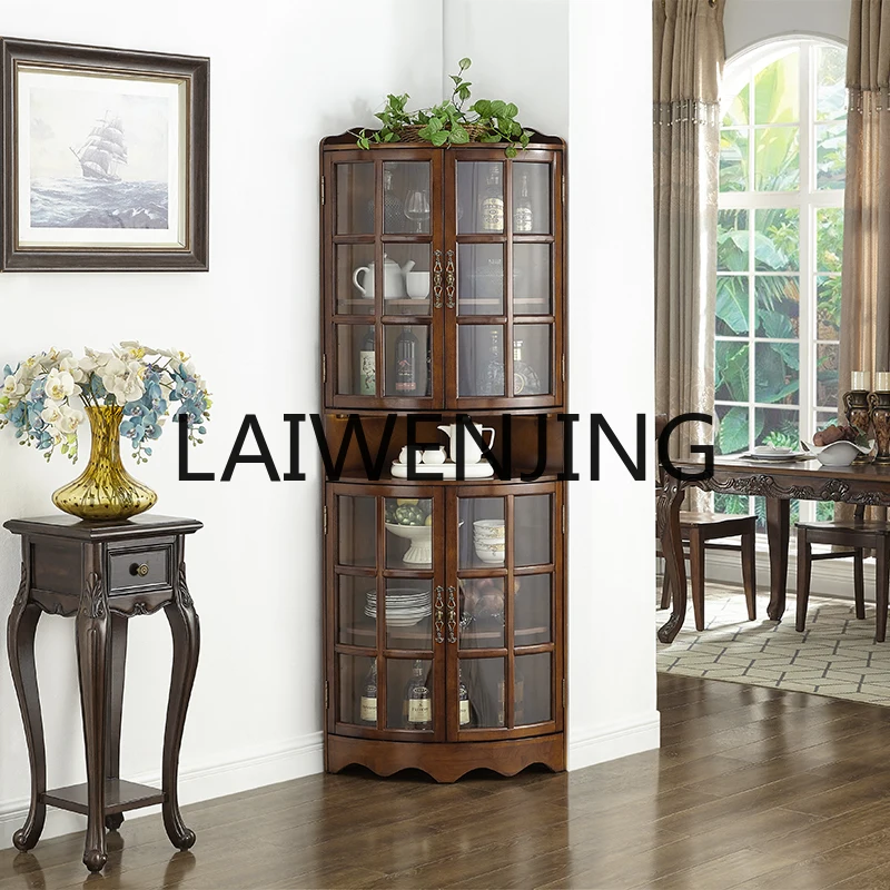 Solid Wood Corner Living Room Triangle Small Wine Cabinet Kitchen Corner Dining Side Wall Corner Tea Storage Cabinet