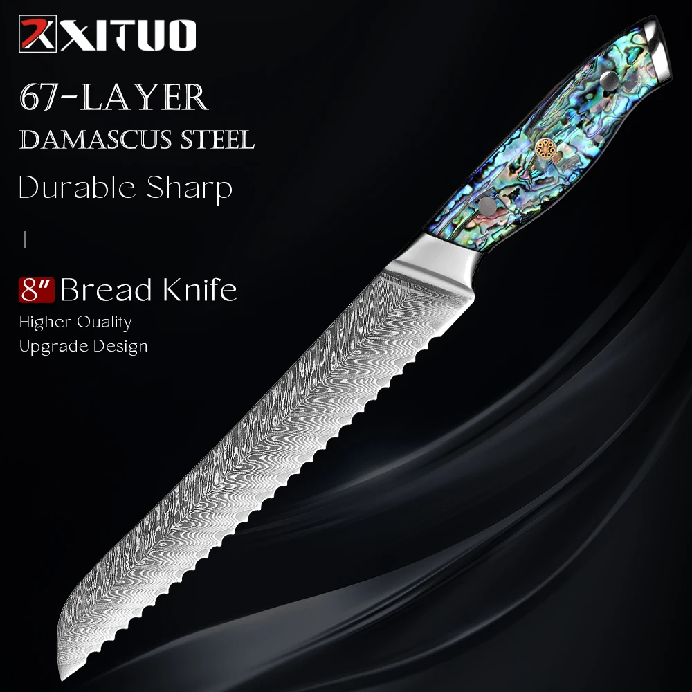 XITUO Japanese Bread Knife 8 Inch Professional Serrated Bread Knife for Sourdough, Baguette, Cake, Ideal for Home Bakers & Chefs
