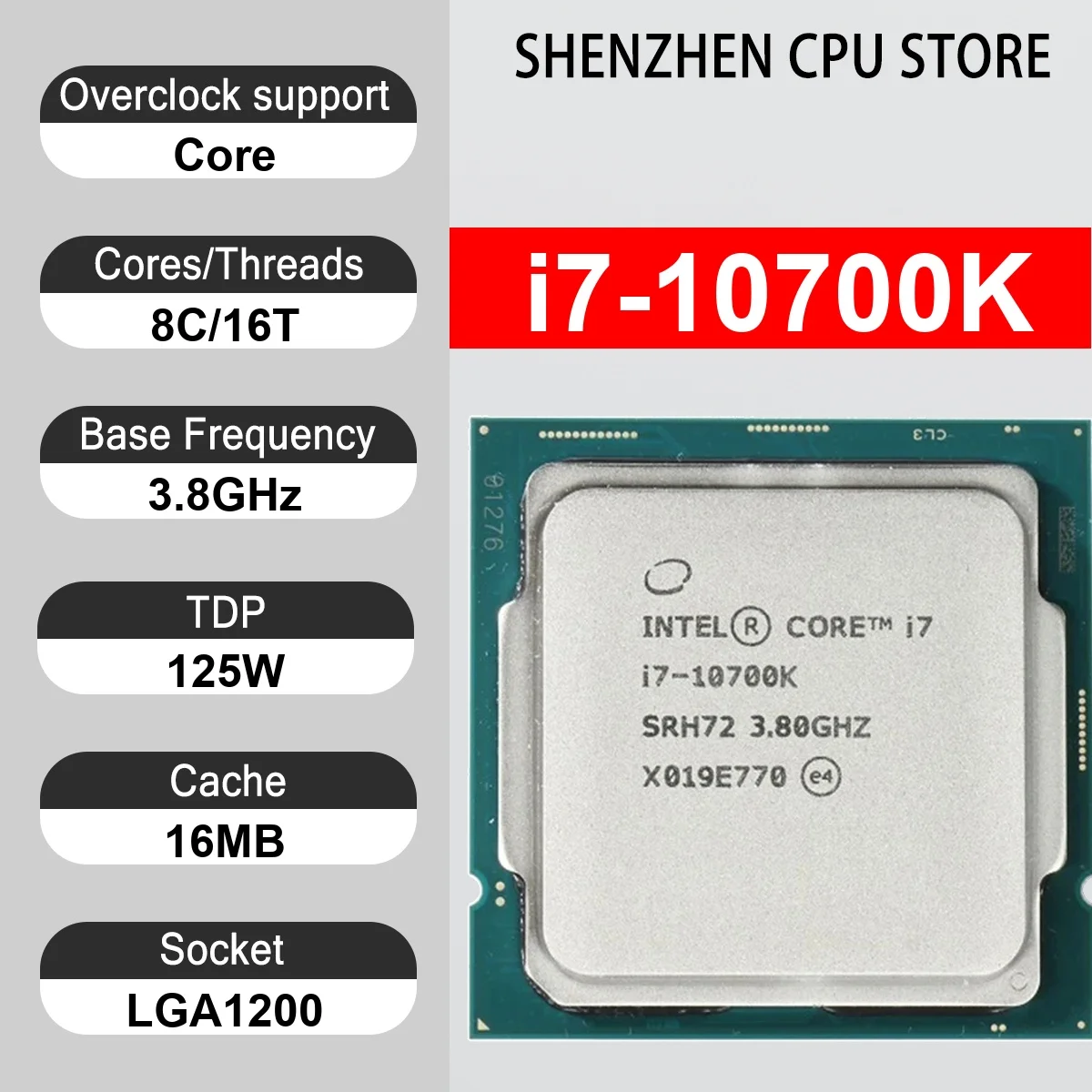 Intel Core i7-10700K 8 Core 16 Thread 3.80GHz 125W 16MB Cache 14nm LGA1200 SRH72 DDR4-2933 MHz Comet Lake UHD Graphics 630