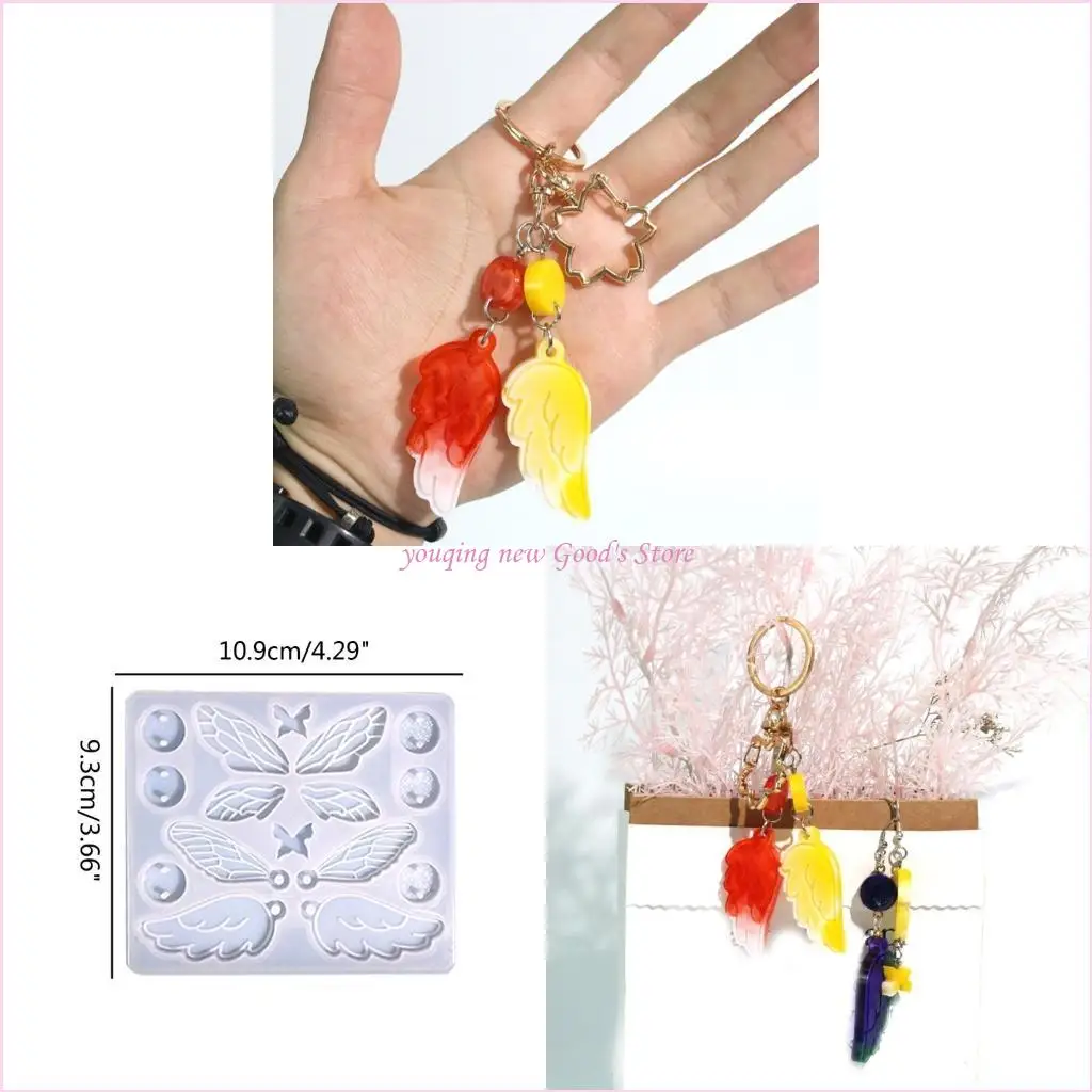 57QA Earrings Mold Butterfly Wings Epoxy Casting Mold Keychain Pendant Silicone Mold