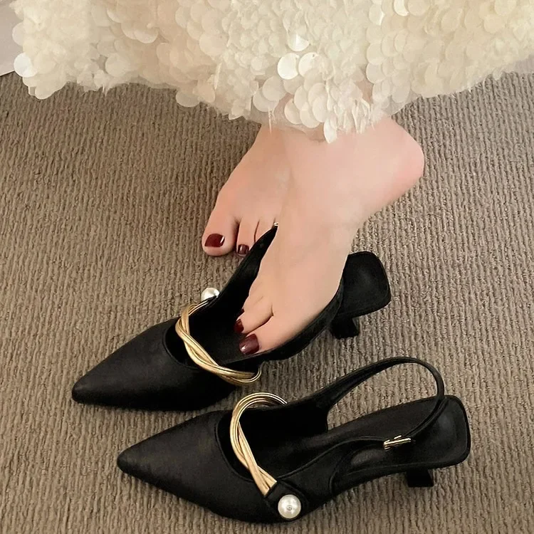 2024 New Summer Elegant High-Heeled Shoes With Fine Heel And Pointed Toe Stylish Women's Shoes New Chinese Style Sandals