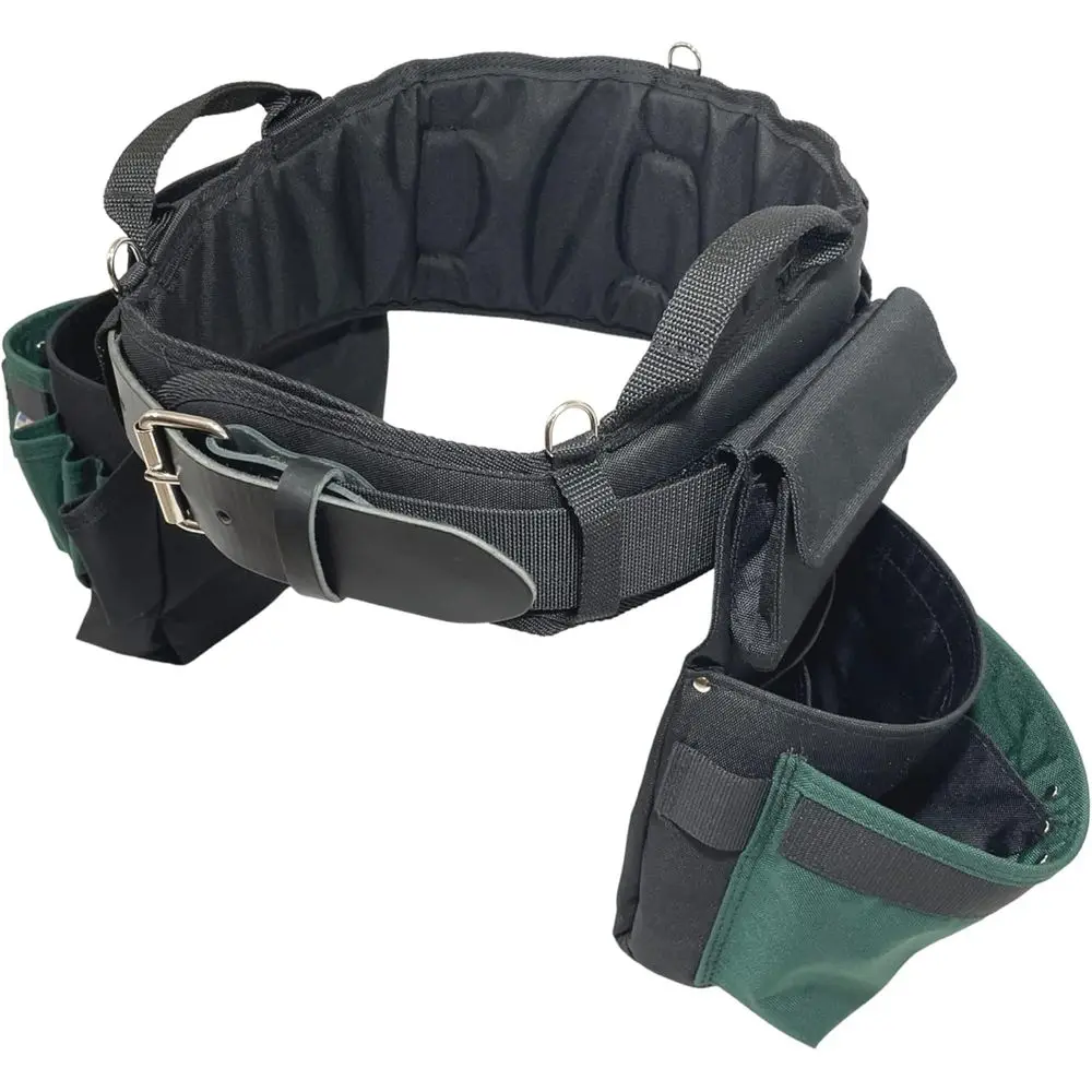 

Профессиональный эргономичный комбинированный пояс для инструментов MAX с комфортной поддержкой спины, кожаной пряжкой, усиленный, зеленый, средний размер 28-32 дюйма