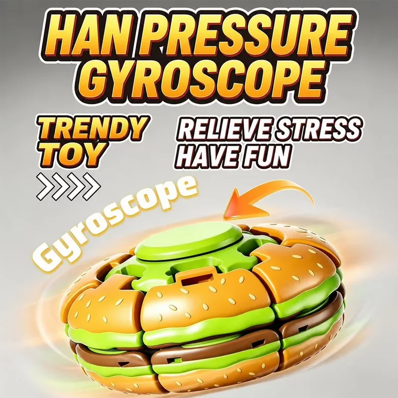 Press The Gyro Ball Decompression Toy  The New and Strange Fingertip Gyro Tide Play Cross-border Burger Spinning Ball