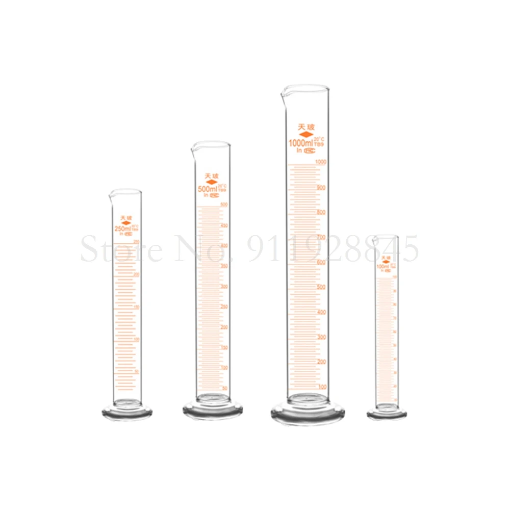 1pcs Lab Scaled Measuring Cylinder 5ml To 1000ml Thicken Glass Measurement Container Lab Supplies