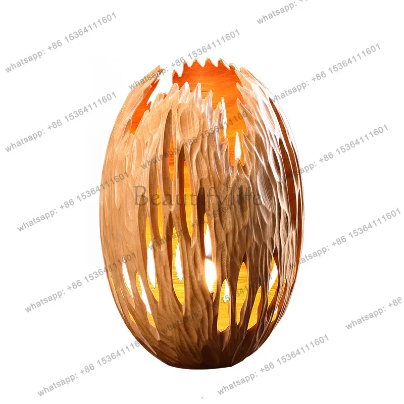 Hotel clubhouse wooden model room decoration living room entrance wood carving art