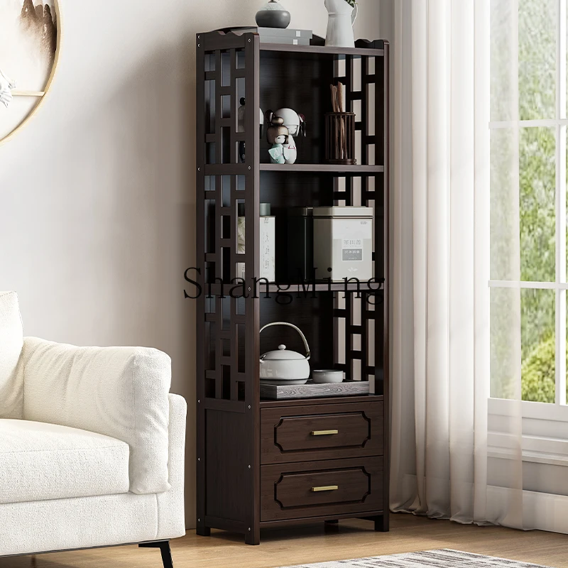 HJ New Chinese-style dining side tea cabinet, living room wall rack, office tea storage locker