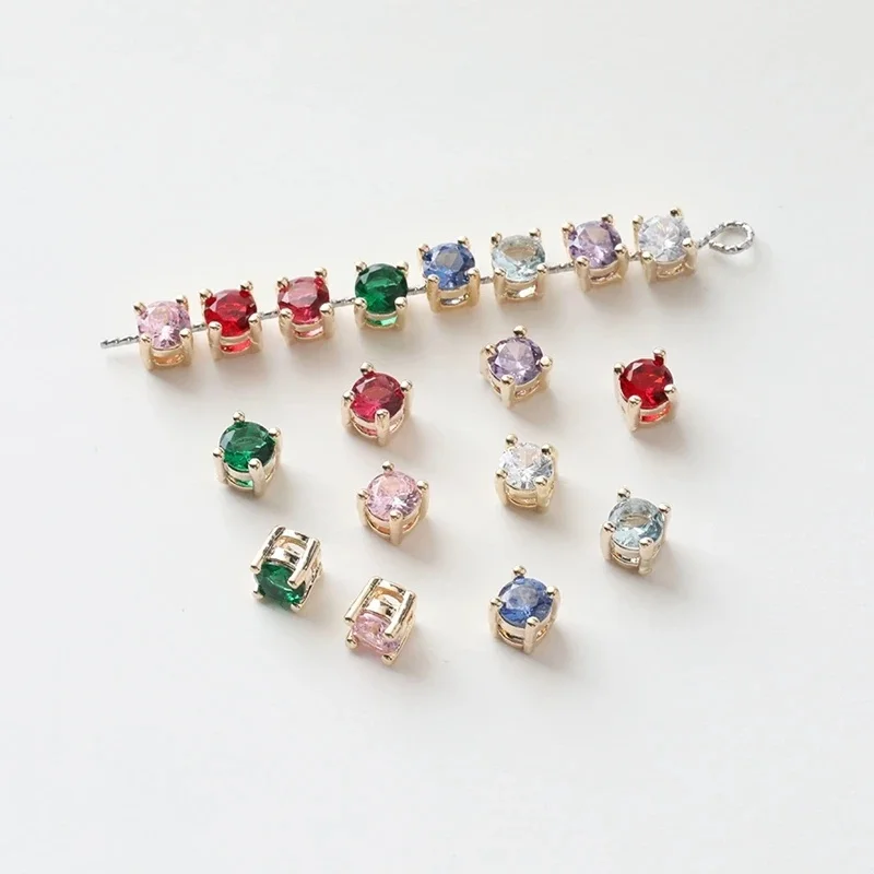 6PCS 14K Gold Plated Brass Round Zircon Charm for Bracelets Making Supplies, Loose Spacer Beads For Making Jewelry Necklace view 3