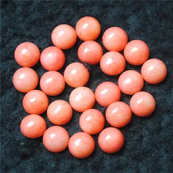 20 adet doğa pembe mercan Cabochons 7MM 8MM yuvarlak şekil hiçbir delik kapakları doğal DIY hakiki kolye yapımı aksesuarları