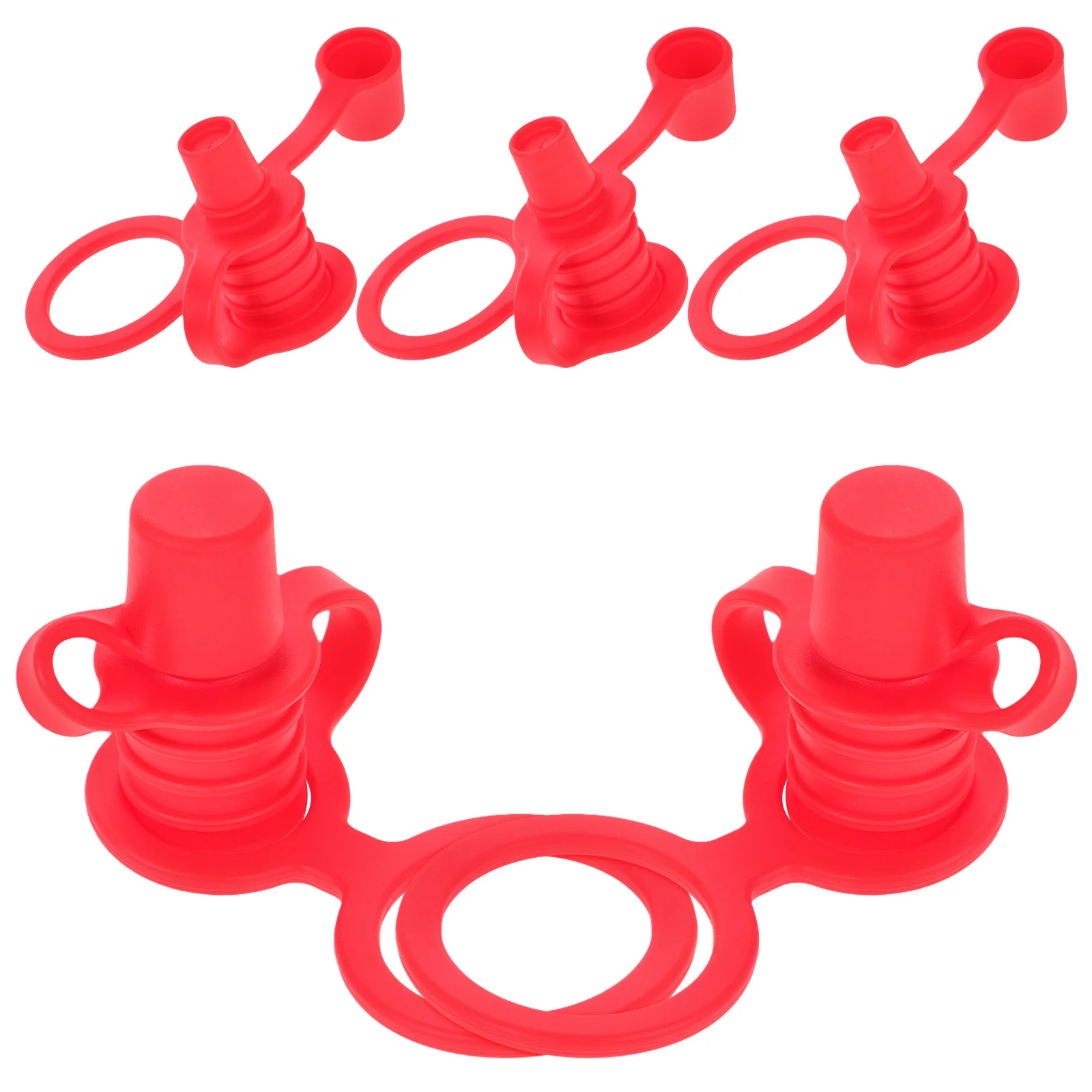 

5pcs Silicone Suction Nozzle Water Bottle Topper Kids Adapter Red Silica Spillproof Easy Clean Durable Nursery Baby
