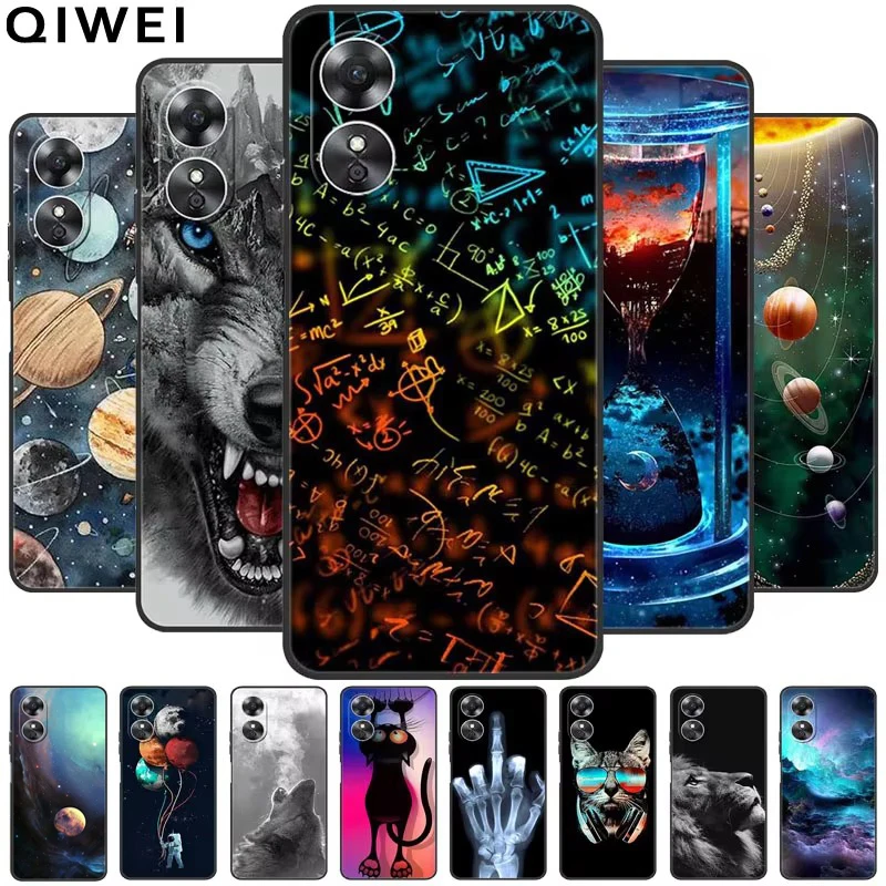 For OPPO A38 / A18 / A58 / A78 4G Case Protective TPU Soft Silicon Funda for Oppo A38 4G A 38 Phone Cover Animals Cool Wolf Capa