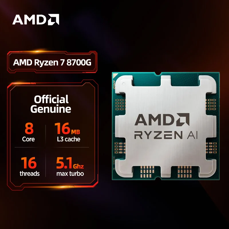 AMD Ryzen 7 8700G Processor 8 Cores 16 Threads Up to 5 1 GHz Boost Frequency Built in NPU for AI with Radeon Graphics CPU