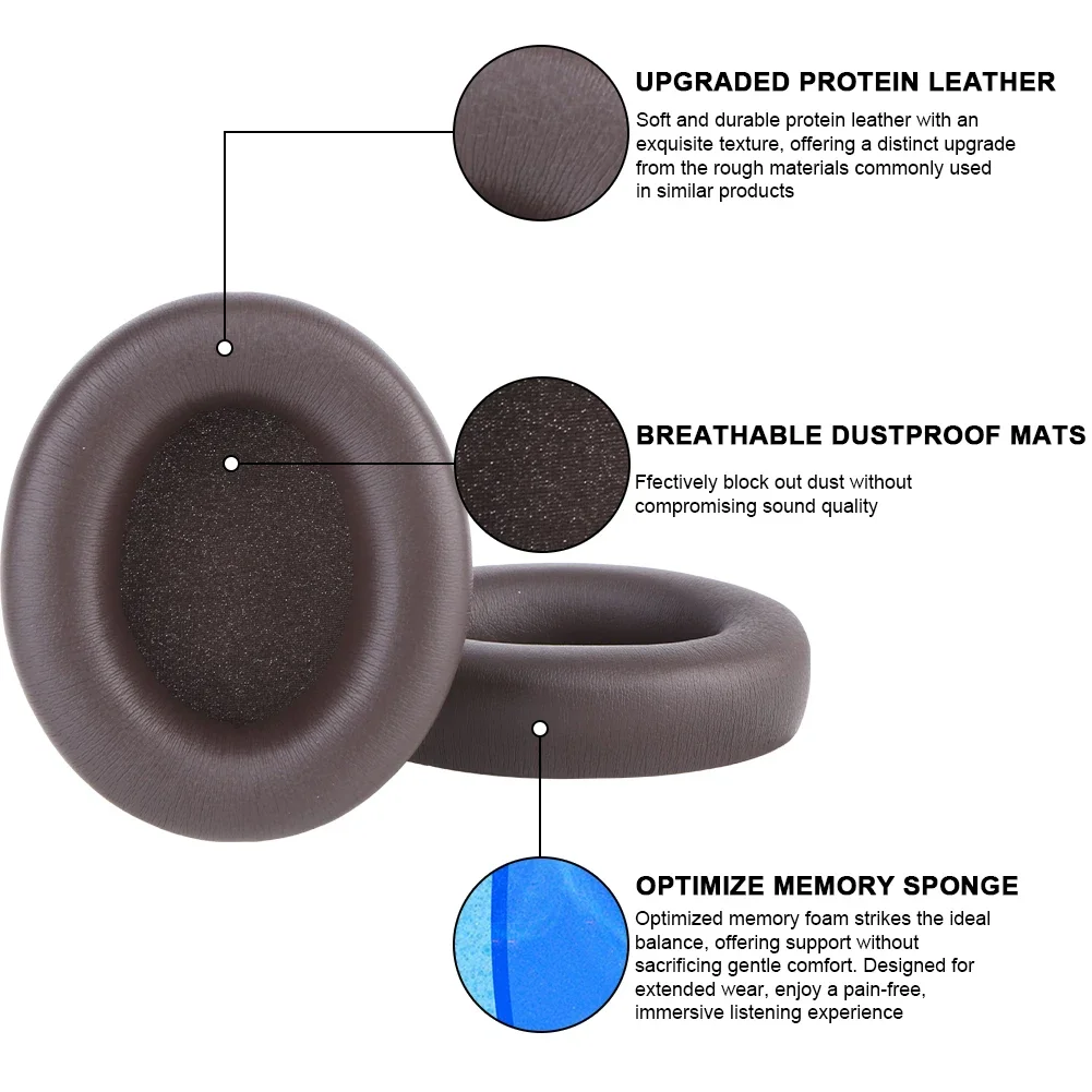 Replacement Ear Pads Cushions Protein Leather Earmuffs Memory Foam Headset Ear Cushions Suitable for Beats Studio Pro Headphones