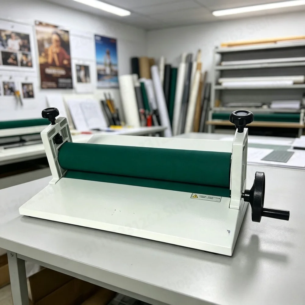 A3 Manual Cold Laminator, 14 Inch Hand Crank Roller Laminating Machine for Photos, Small Home Use with Silicone Roller