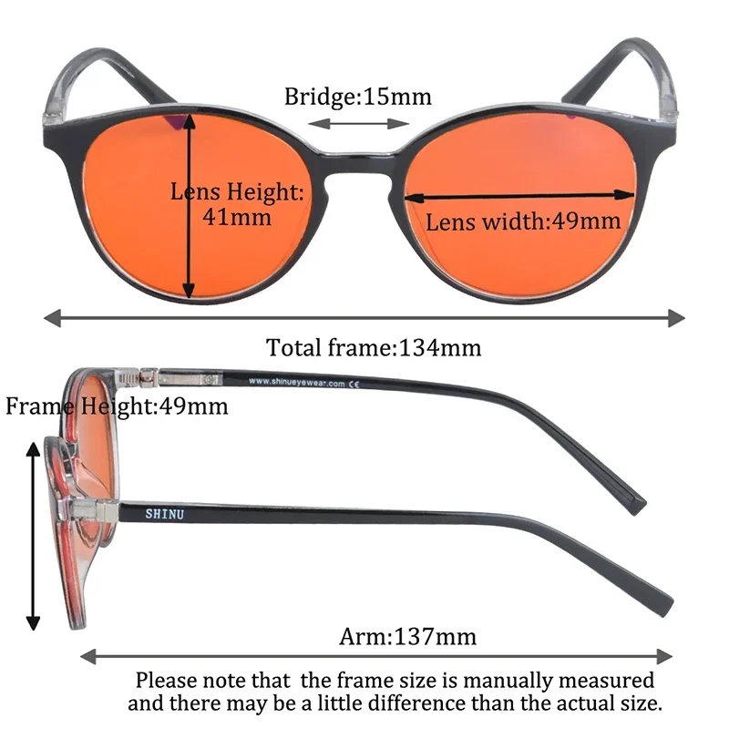 SHINU blue light blocking computer glasses women Orange lenses 99.9% blocking all blue light good sleep eyeglasses for women