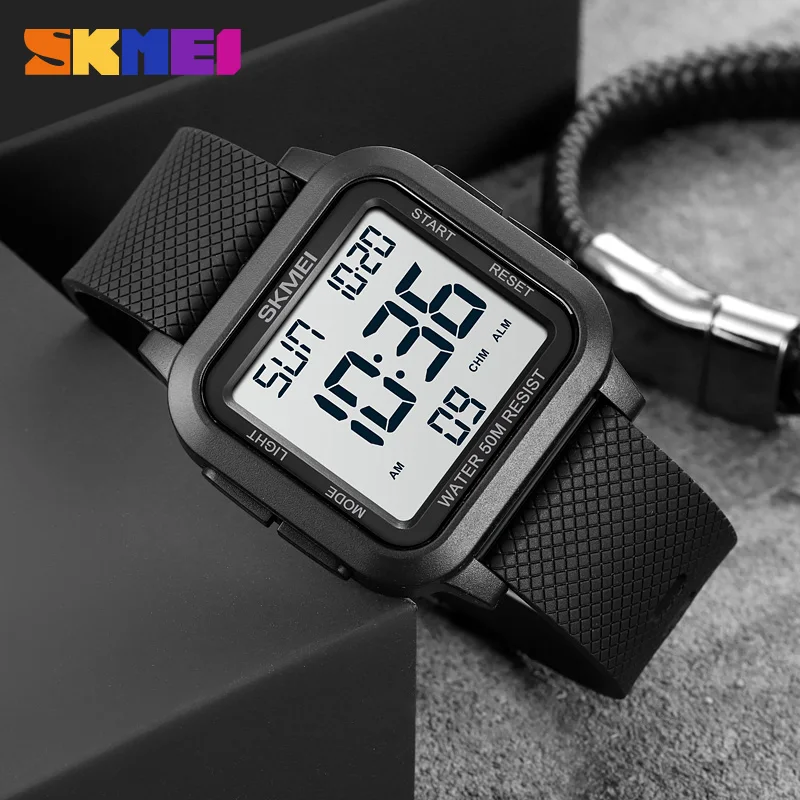 

SKMEI Outdoor Sport Watch Men Alarm Chrono Clock 5Bar Waterproof Military Watches LED Display Shock Digital Watch reloj hombre