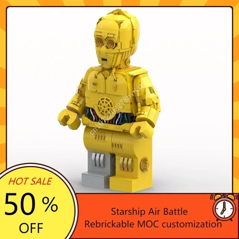 MOC Space Battle Helmet Series C-3PO megafigure Model Custom Puzzle  Technology DIY Creative Assembly Toys Adult Gifts