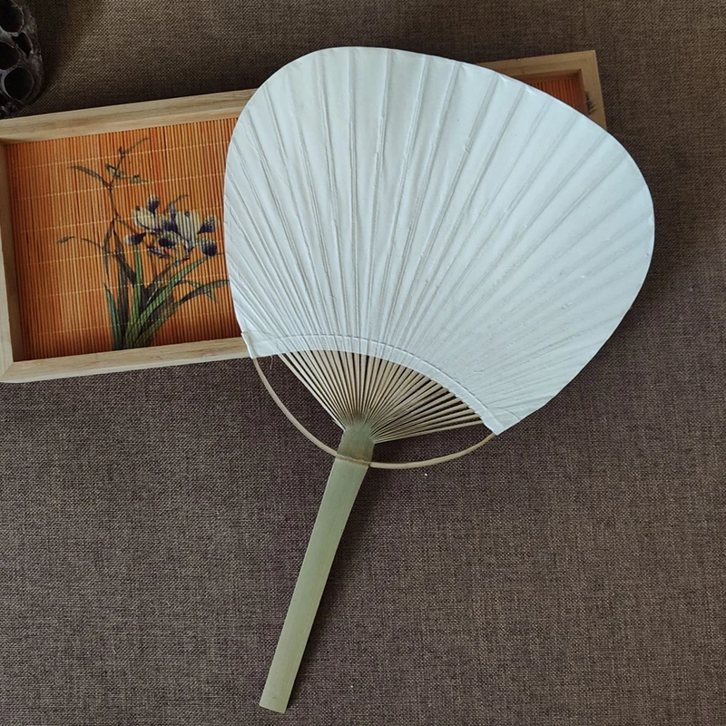 Painting Blank Pure White Paper Fan Pure White Bamboo Fan Calligraphy Round Fan Creative Art DIY Product For Wedding Decor