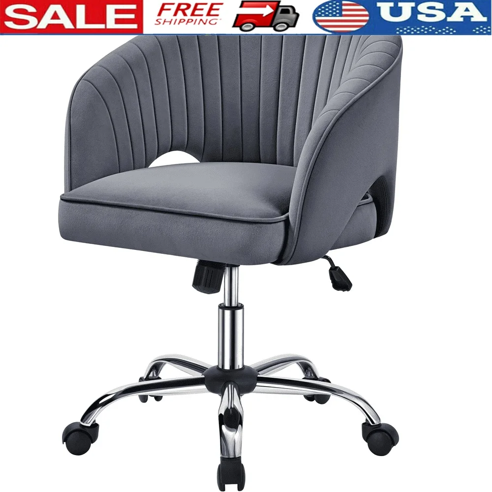 

Adjustable Tufted Velvet Office Chair Barrel Back Ergonomic Home Office Chair with 360° Swivel Comfortable Desk Chair