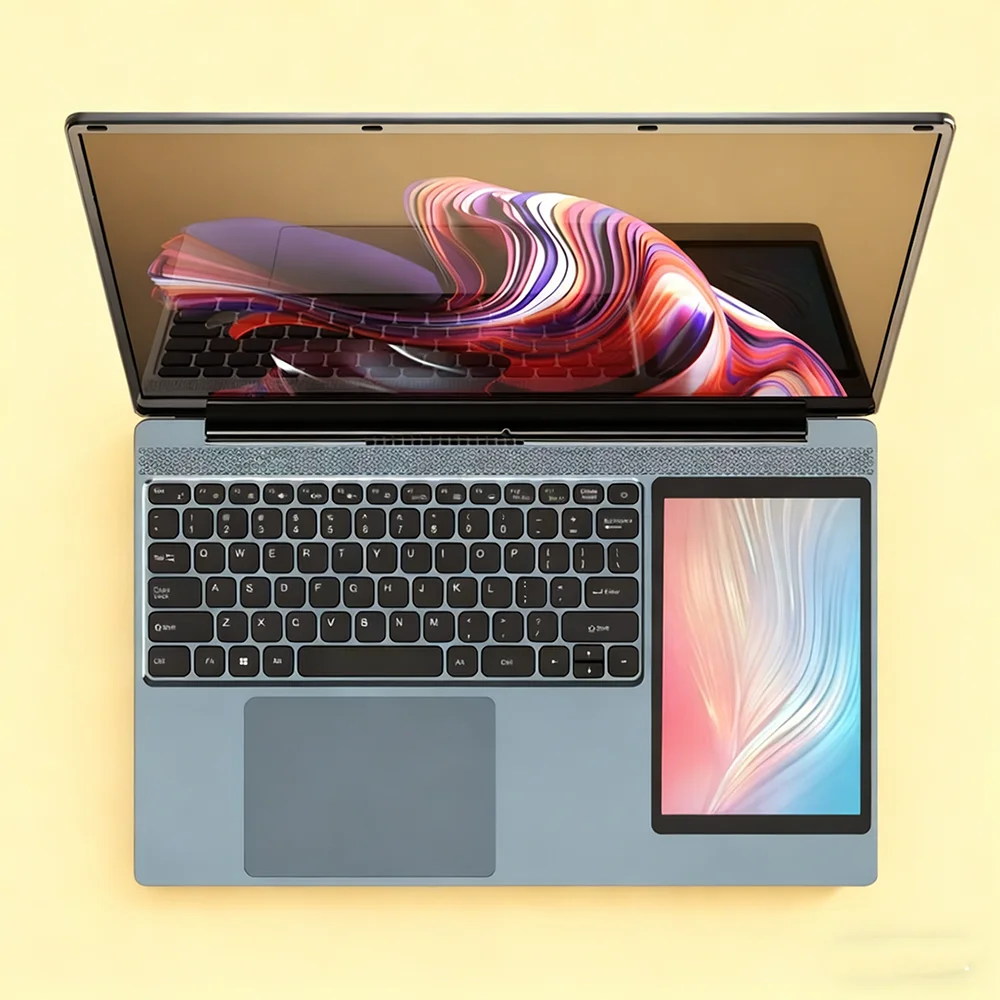 New Dual Screen Laptop 15.6 Inch IPS+7'' Touch 12th Gen Intel N100 1920*1080 HD Max 32G DDR4 M.2 2T SSD Slim Office Notebook PC