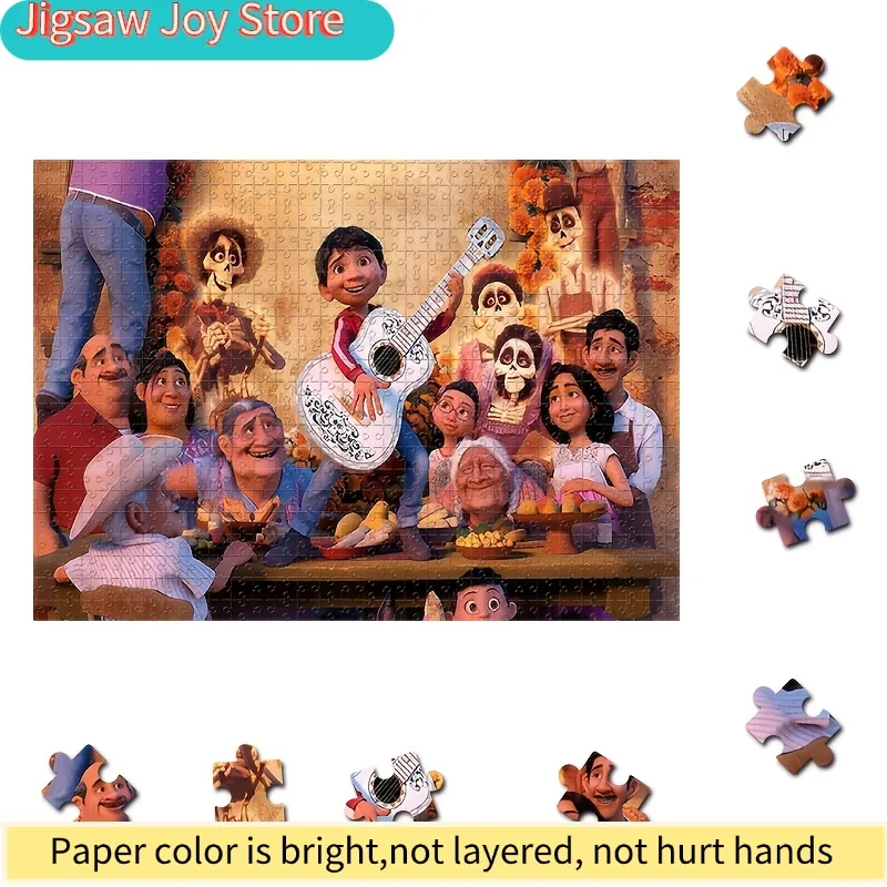 1000 pièces de puzzles en mosaïque faits à la main avec des personnages de dessins animés de 'Coco', parfaits pour le Jour des Morts et Halloween. Ces