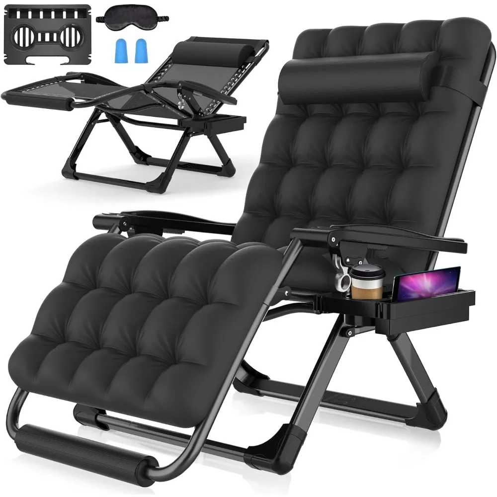 

Oversized Zero Gravity Chair,33In XXL Lounge Chairs W/Removable Cushion&Headrest,Reclining Camping Chair, Reclining Patio Chairs