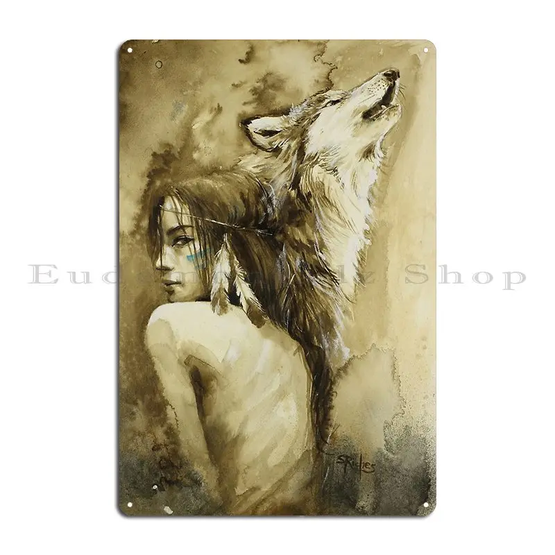 She Wolf Metal Plaque Wall Mural Printed Design Pub Mural Poster Tin Sign Poster