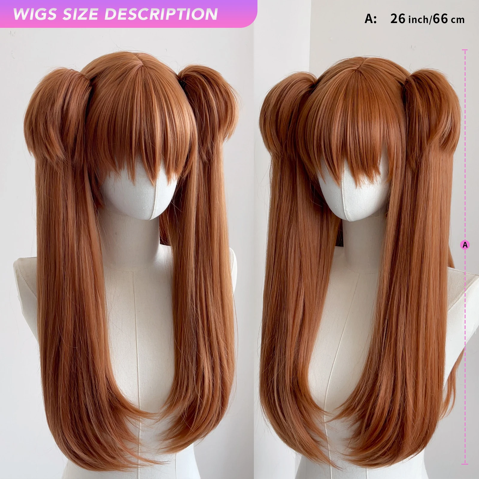 ميسو 16 بوصة شعر مستعار Asuka Langley Soryu مصنوع من الألياف الاصطناعية بطبقات مقاوم للحرارة وطبيعي ناعم للحفلات التنكرية للنساء #3