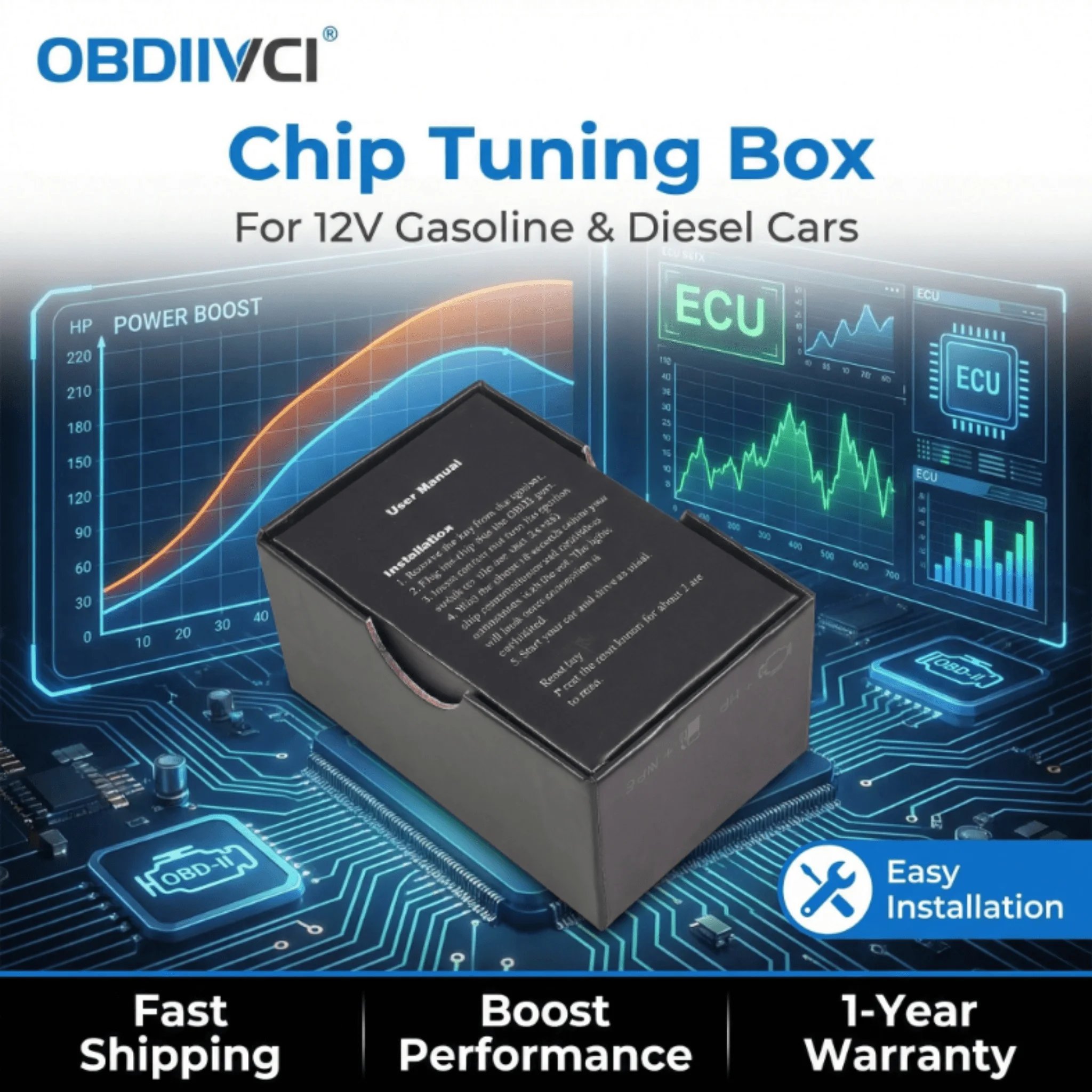 

OBDIICAT HK01 HK-V2 Super OBD2 ECU Chip Reading Tuning Box: Увеличение мощности и крутящего момента, Nitro OBD Plug Drive, автомобильные аксессуары, инструменты для авто