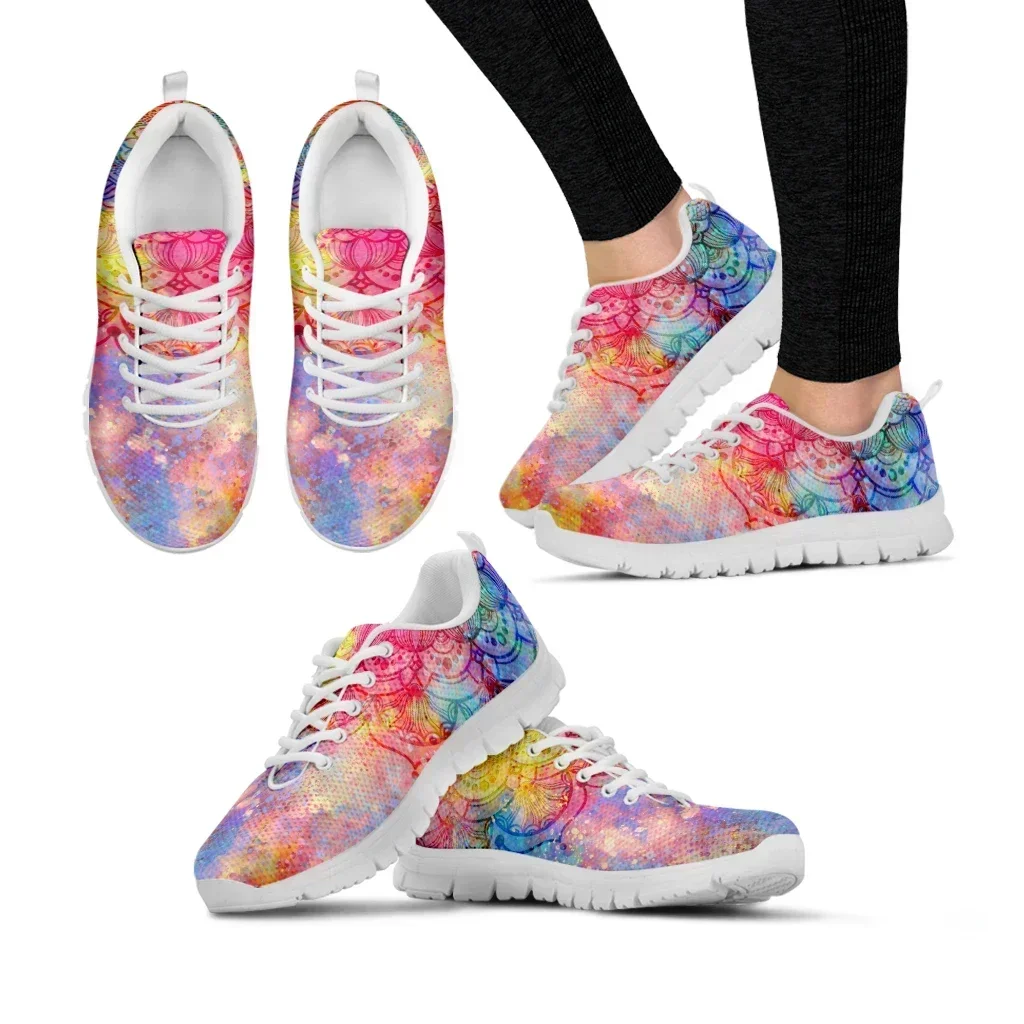 Luxury Brand Bohemian Mandala Floral Print Casual Sneakers Psychedelic Starry Sky Design Lace-up Shoes Zapatos