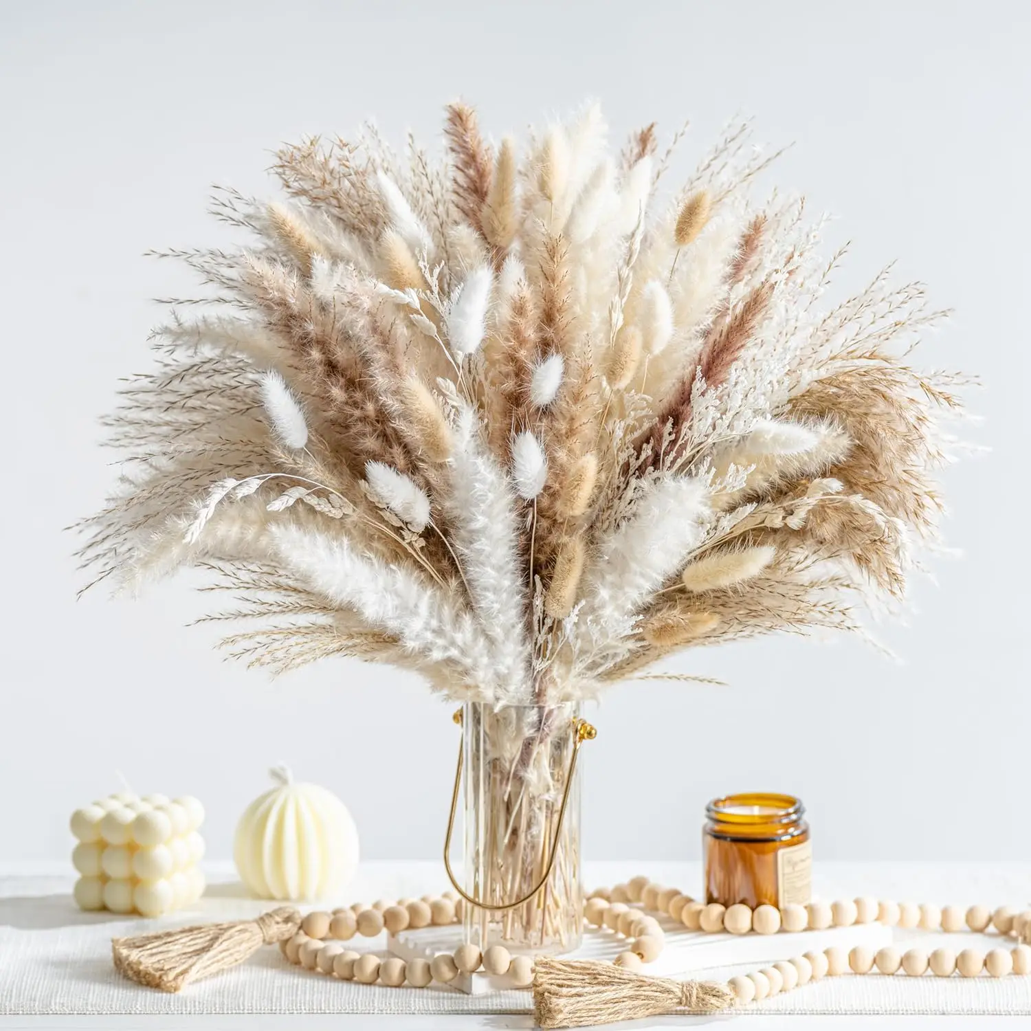 Natural Dried Pampas Reed Bohemian Home Decor Bouquet Phragmites Dried Flower Bouquet Suitable for Wedding Flower Arrangement