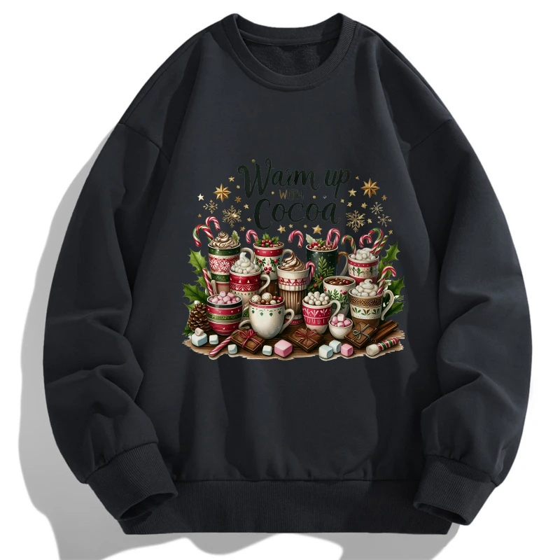 

2025 Afternoon tea graffiti print tops Spring Autumn Casual Long Sleeve T Shirt O Neck Christmas Design Comfortable y2k clothing