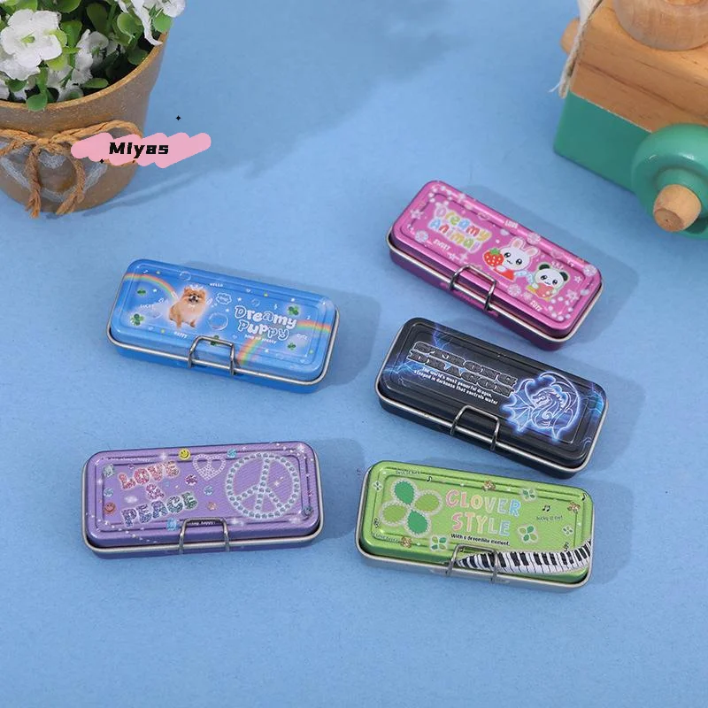 1 set di scatole per matite in miniatura per casa delle bambole, modello di righello di cancelleria, simulazione, studio scolastico, decorazioni, accessori giocattolo per bambini