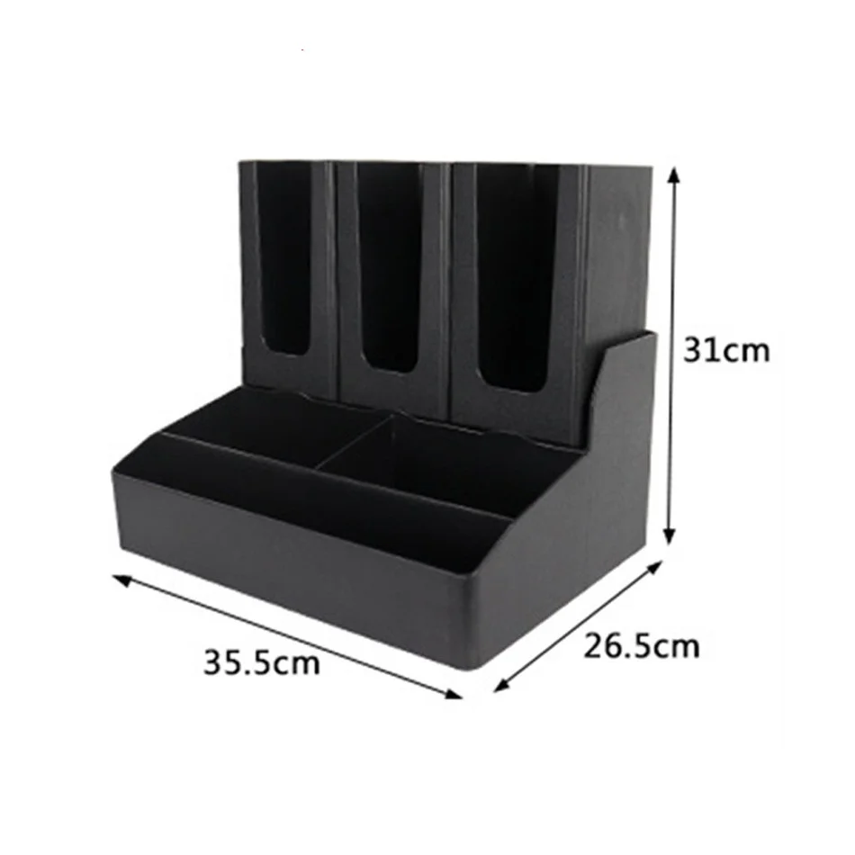 Black Brown Coffee Condiment Organizer Cup Holder Transparent Flip Dust Cover Plastic Storage Box Compartments Cup Holders