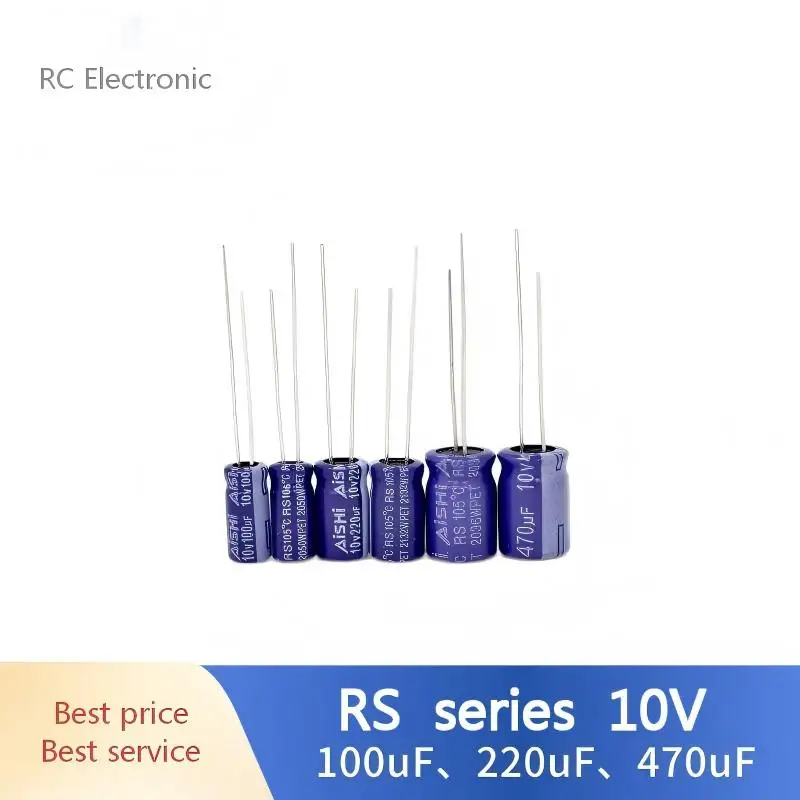 10pcs Aishi Capacitor 10V 100uF 220uF 470uF High-Frequency Low Resistance Aluminum Capacitor High Quality In Stock