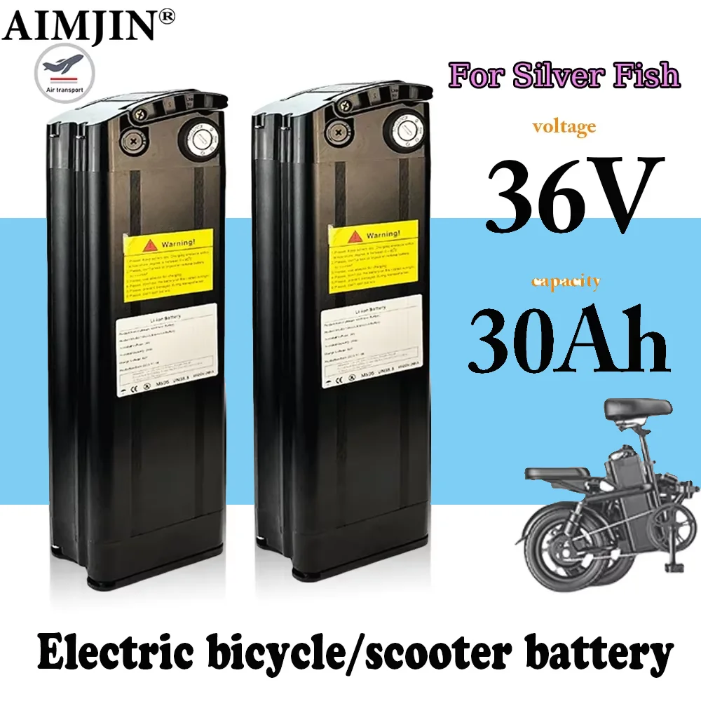 For Silver Fish New 36V 30Ah removable Lithium battery pack built-in BMS For 250W-1000W Folding E-two wheeler+ Charger