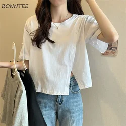 T-shirts Women Solid Simple Summer Daily All-match Comfortable Designed Basics Popular Stylish Korean Style Ladies Sweet Vintage