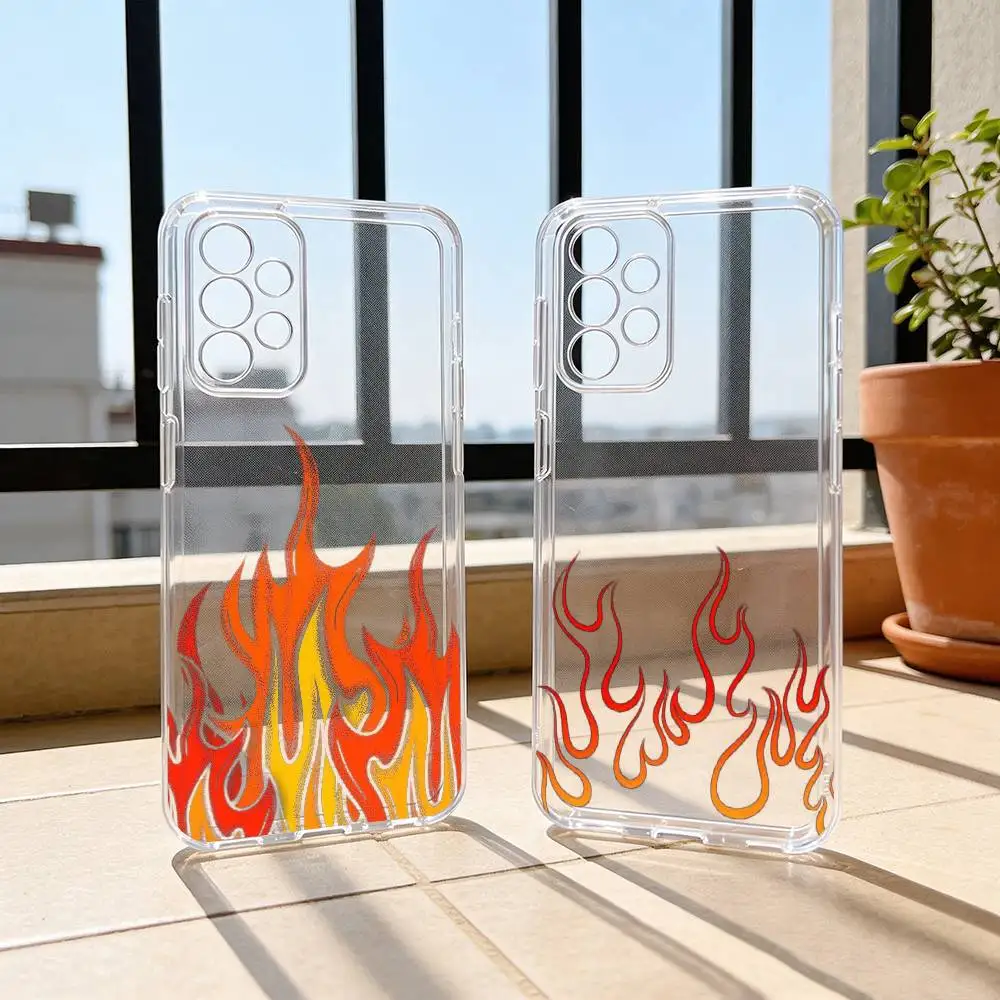 Flame Pattern Phone Case For Samsung S25,S24,S21,S22,S23,S30,Ultra,S20,Plus,Fe Transparent Cover