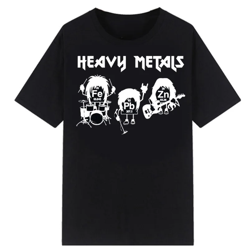 Heavy Metals Chemistry Periodic Table Rock Roll Music Physics Biology Print T Shirt Vintage Women Men Casual Loose T-shirt Tops