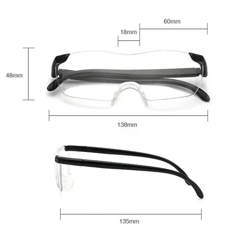 Big Vision Magnifying 1.6 Reading Glasses Men Women Vintage Eyewear Magnifier +250 Magnifies Vision Lens