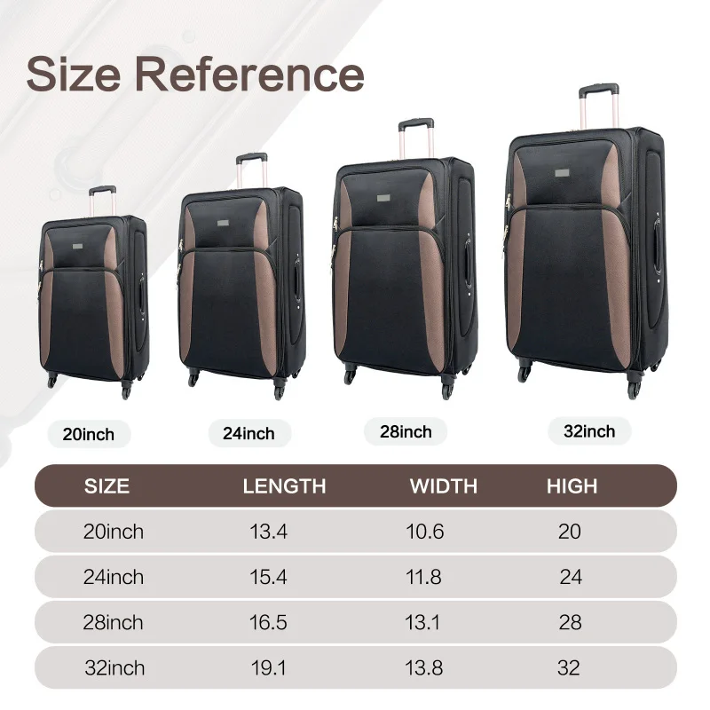 Softshell Luggage Expandable 4 Piece Set Lightweight Softside Travel Set 600D Oxford PVC Water Resistant Dual Exterior Pockets